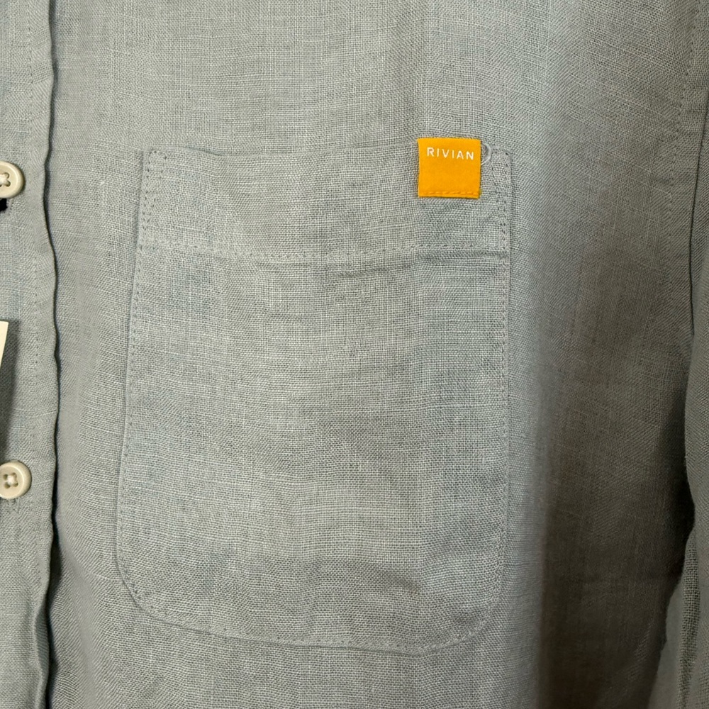 Taylor Stitch X Rivian NWT seafoam green short sleeve button down linen shirt 46 - Picture 2 of 8